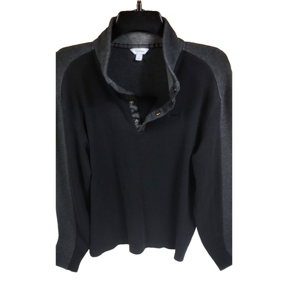 Calvin Klein Men's Golf Pullover Snap Neck Long Sleeve Sweatshirt Sz M Black - Picture 10 of 10